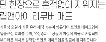 단 한장으로 흔적없이 지워지는 립앤아이 리무버 패드